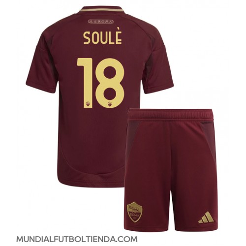 Camiseta AS Roma Matias Soule #18 Primera Equipación Replica 2024-25 para niños mangas cortas (+ Pantalones cortos)